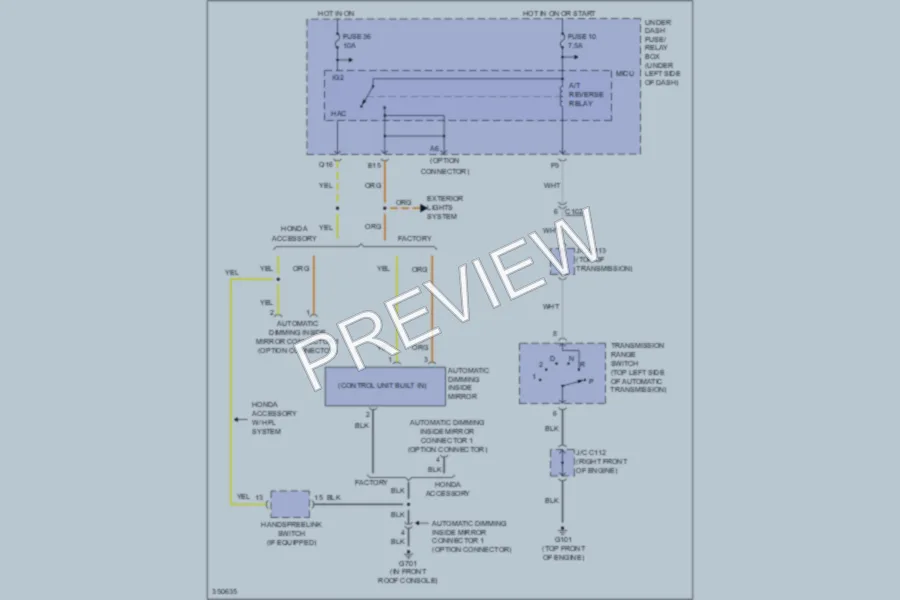 2011 Honda Pilot Power Mirrors wiring diagram preview