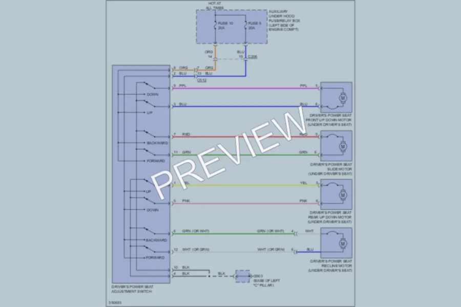 2011 Honda Pilot Power Seats wiring diagram preview