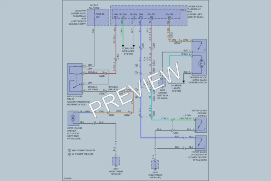 2011 Honda Pilot Trunk Tailgate Fuel Door wiring diagram preview