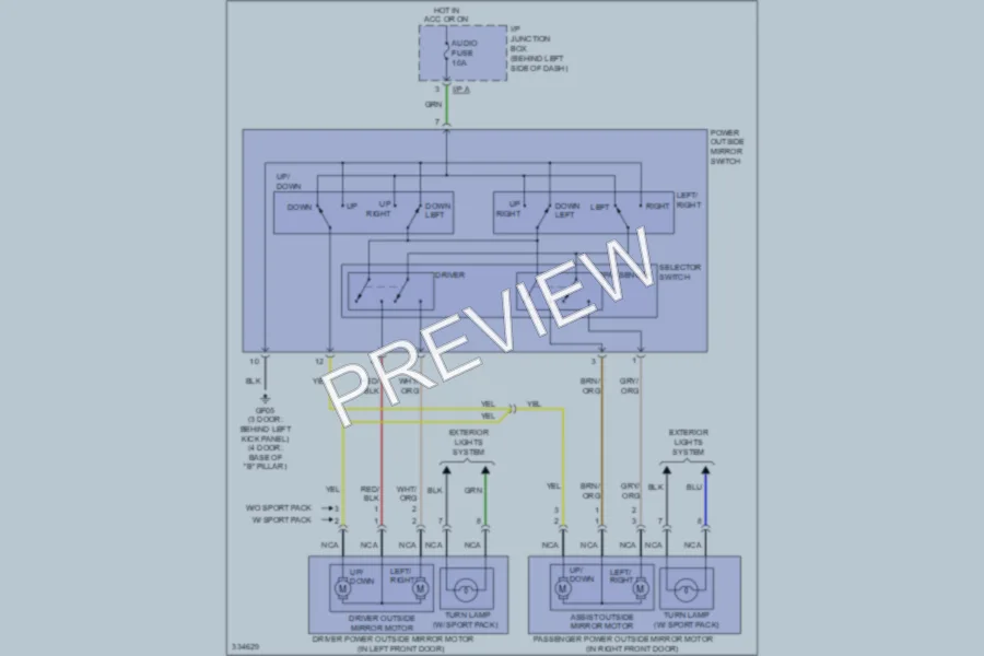 2011 Hyundai Accent Power Mirrors wiring diagram preview
