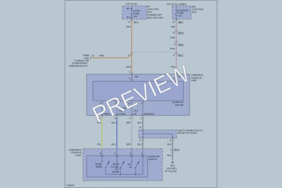 2011 Hyundai Azera Power Top Sunroof wiring diagram preview