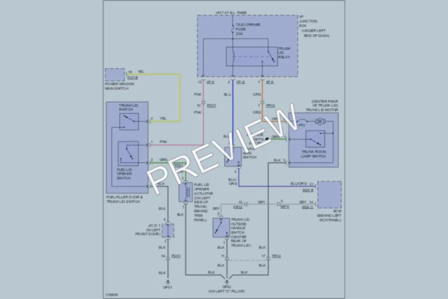 2011 Hyundai Azera Trunk Tailgate Fuel Door wiring diagram preview