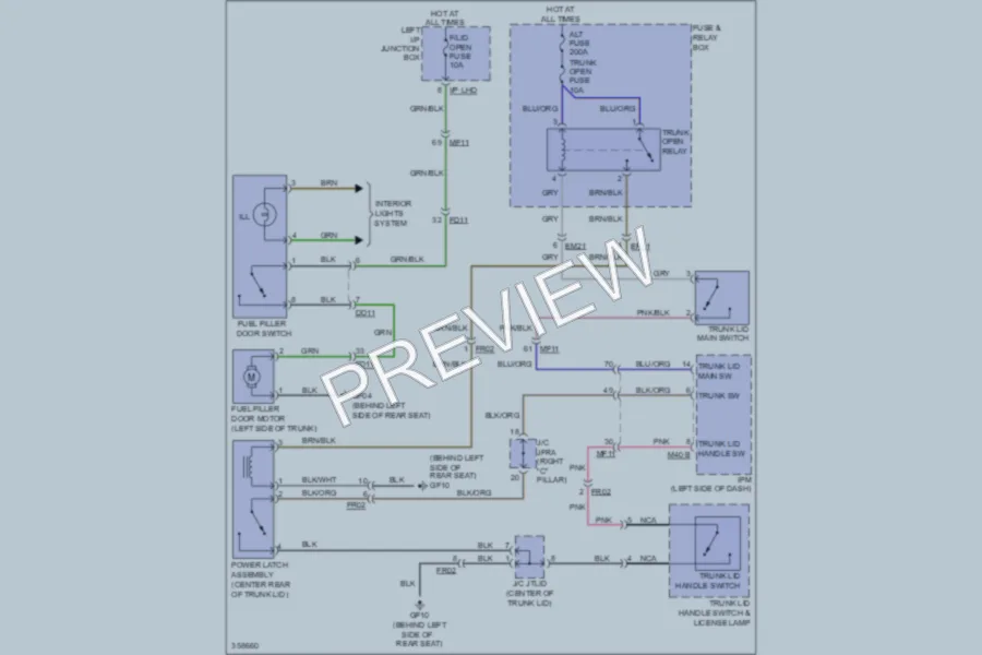 2011 Hyundai Genesis Trunk Tailgate Fuel Door wiring diagram preview