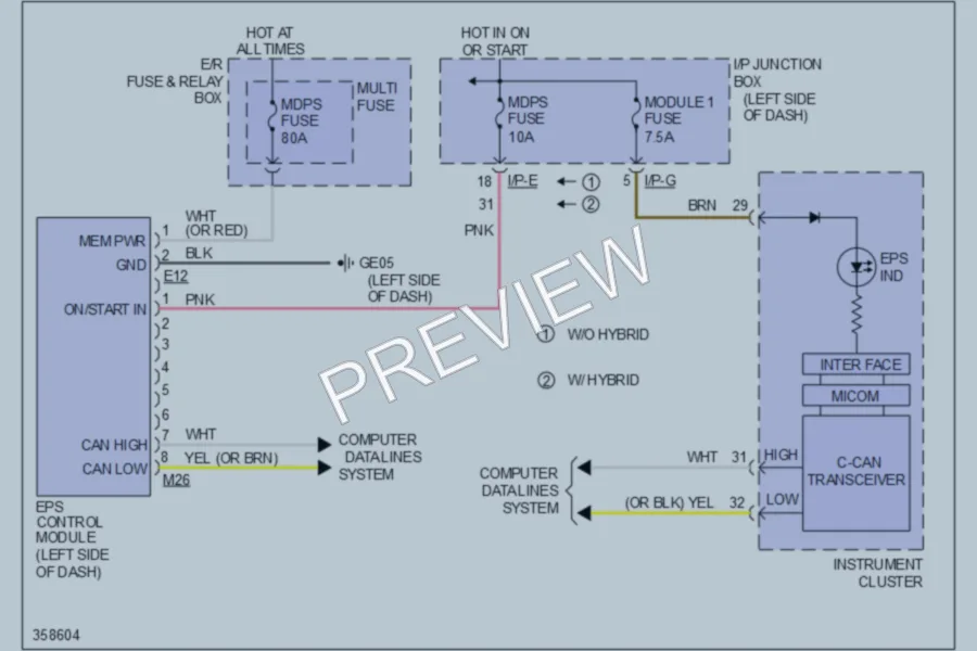 2011 Hyundai Sonata Electronic Power Steering wiring diagram preview