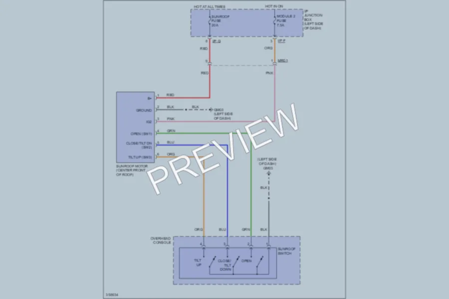 2011 Hyundai Sonata Power Top Sunroof wiring diagram preview