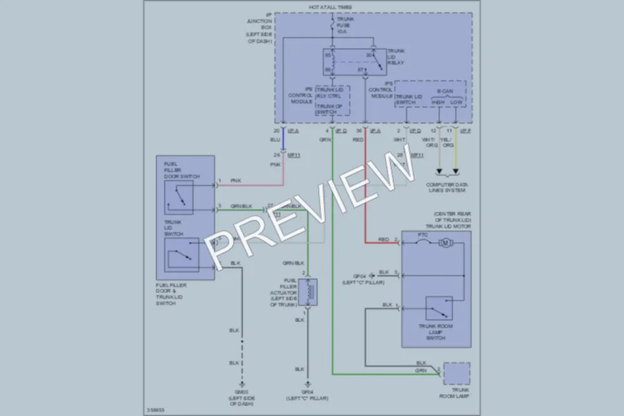 2011 Hyundai Sonata Trunk Tailgate Fuel Door wiring diagram preview