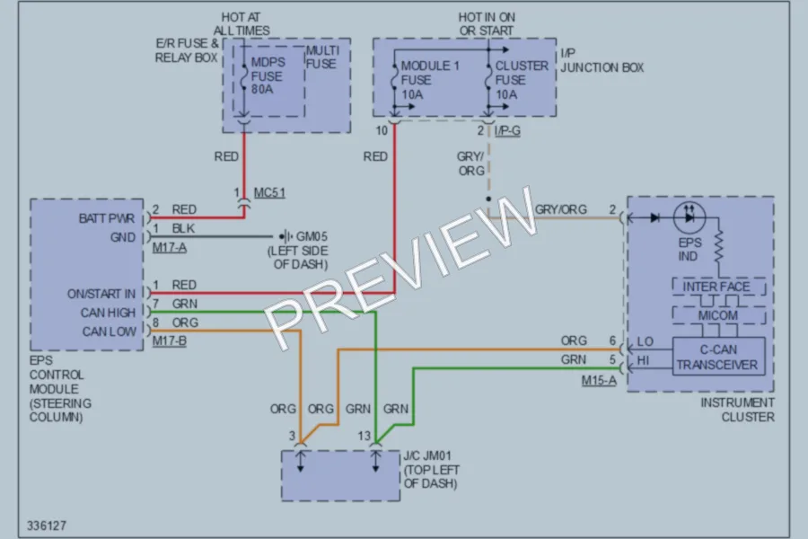 2011 Hyundai Tucson Electronic Power Steering wiring diagram preview
