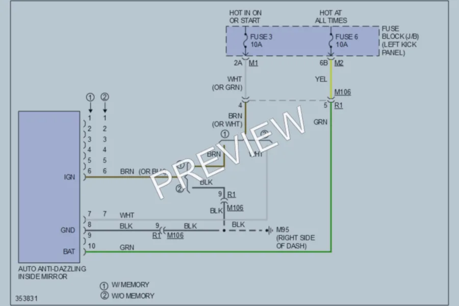 2011 Infiniti EX35 Power Mirrors wiring diagram preview