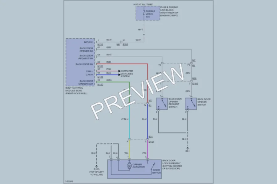 2011 Infiniti EX35 Trunk Tailgate Fuel Door wiring diagram preview