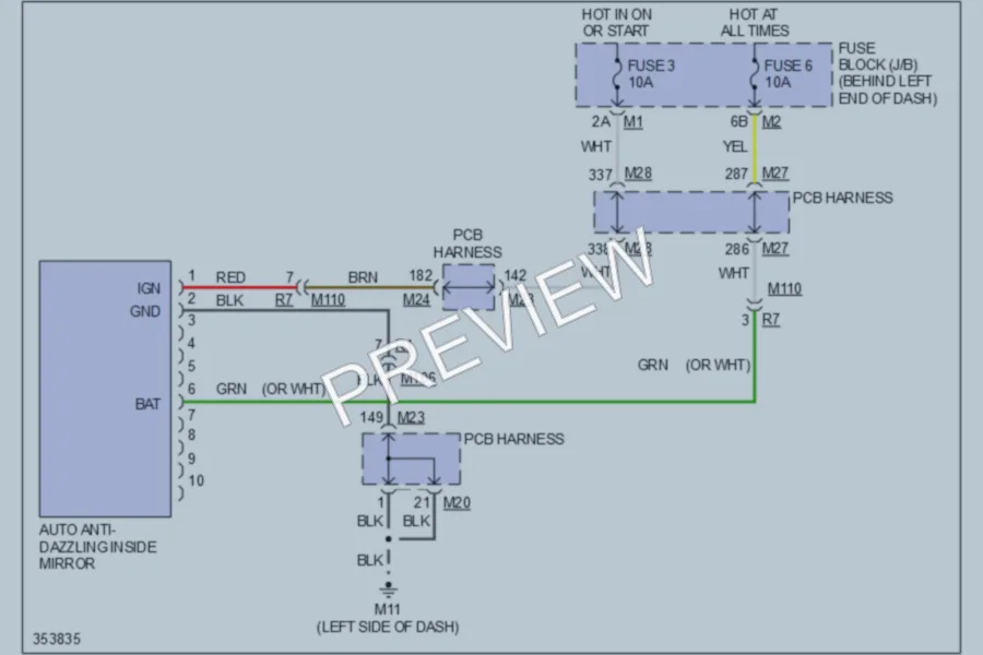 2011 Infiniti M37 Power Mirrors wiring diagram preview
