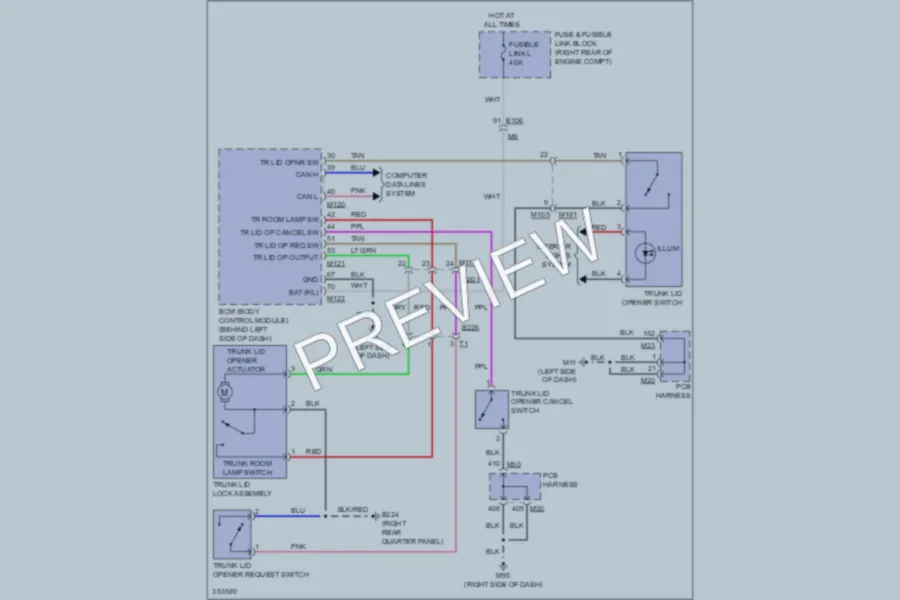2011 Infiniti M56 Trunk Tailgate Fuel Door wiring diagram preview