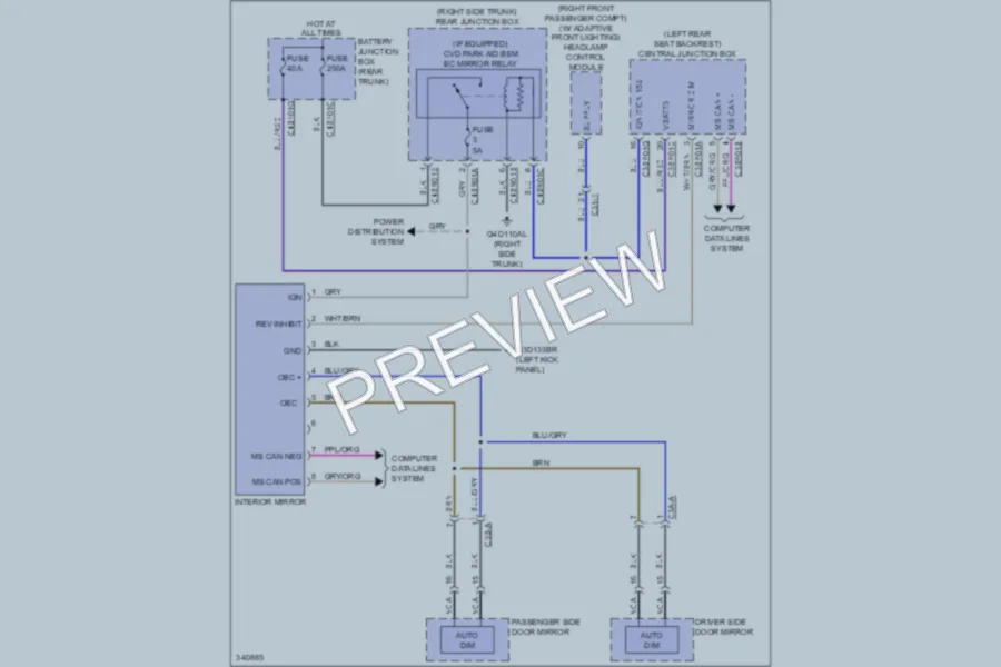 2011 Jaguar XJSupersport Power Mirrors wiring diagram preview