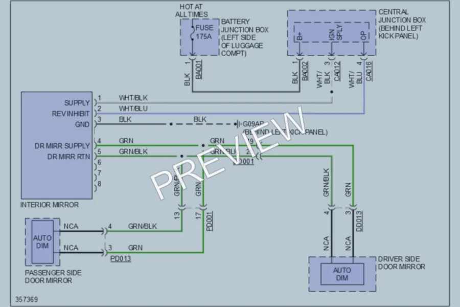 2011 Jaguar XKR Power Mirrors wiring diagram preview