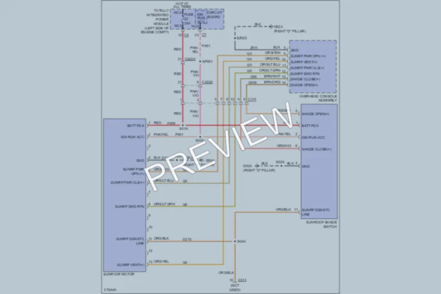 2011 Jeep GrandCherokee Power Top Sunroof wiring diagram preview