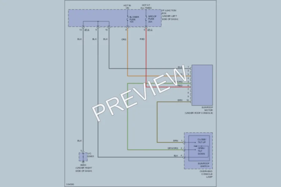 2011 Kia Rio Power Top Sunroof wiring diagram preview