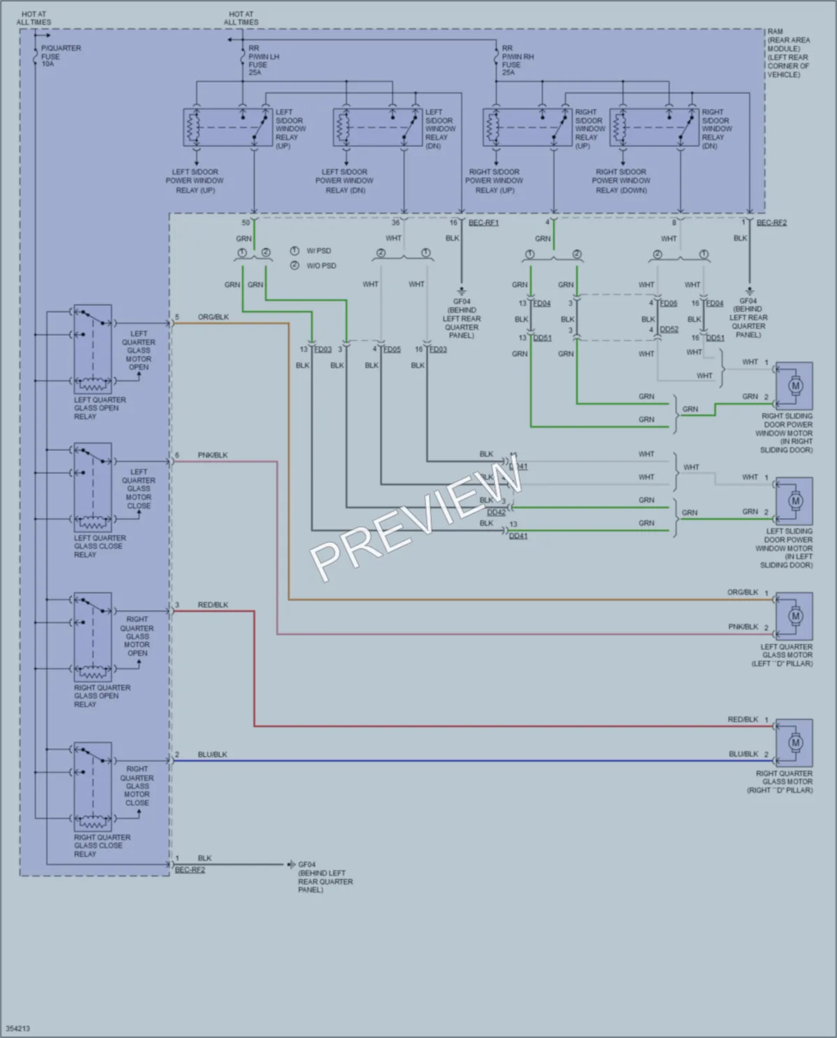2011 Kia Sedona Power Windows wiring diagram preview