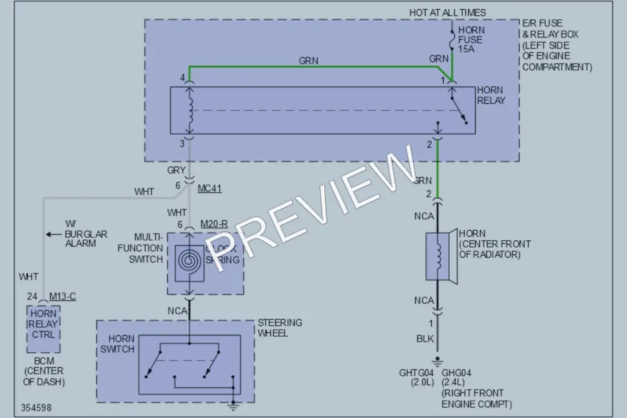 2011 Kia Sportage Horn wiring diagram preview