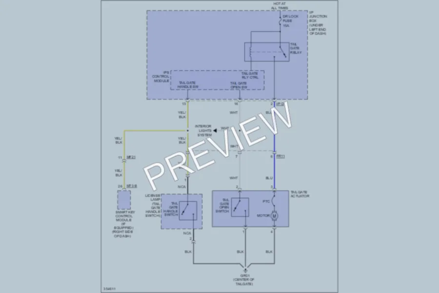 2011 Kia Sportage Trunk Tailgate Fuel Door wiring diagram preview