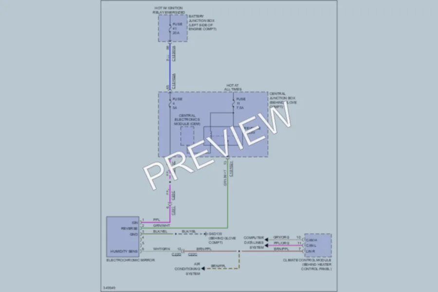 2011 LandRover LR2 Power Mirrors wiring diagram preview