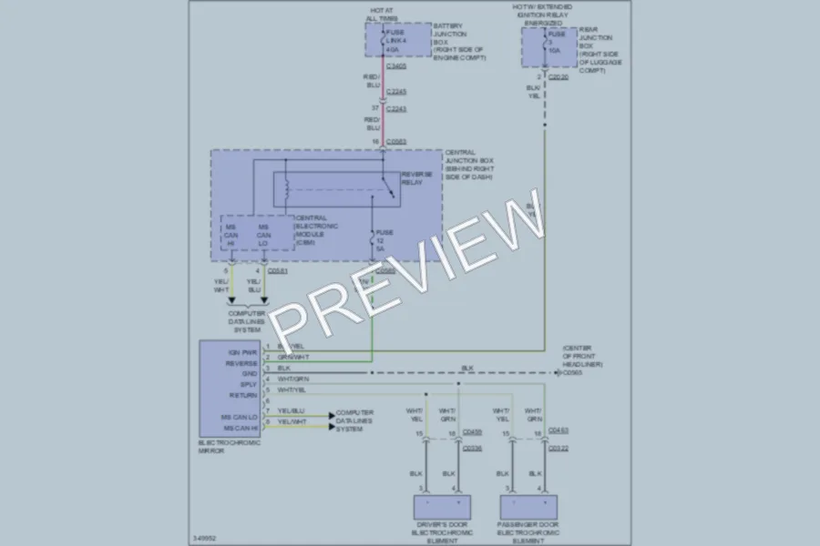 2011 LandRover RangeRover Power Mirrors wiring diagram preview