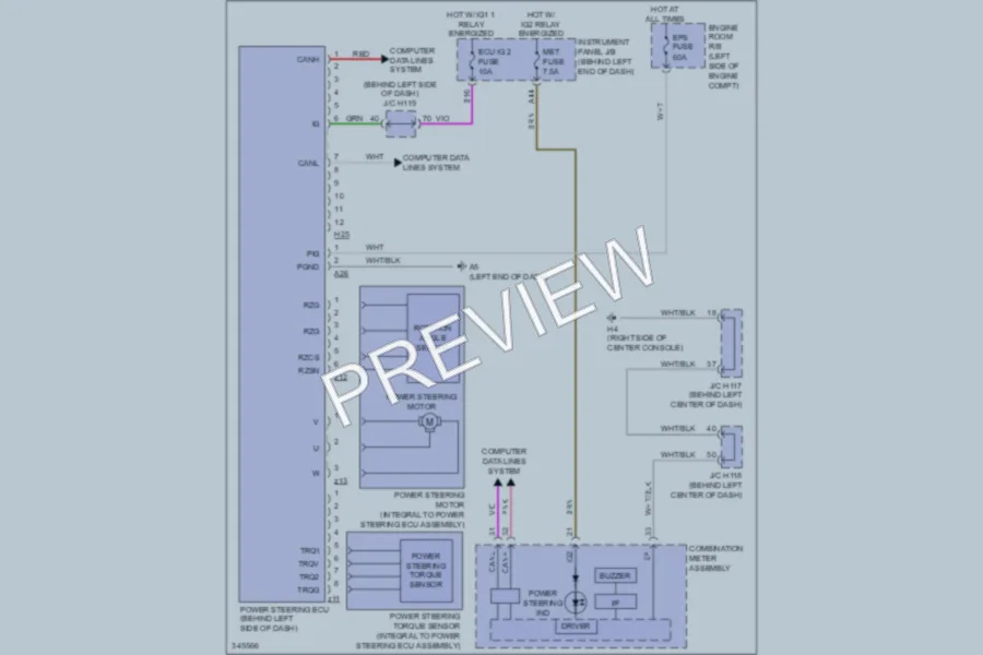 2011 Lexus CT200h Electronic Power Steering wiring diagram preview