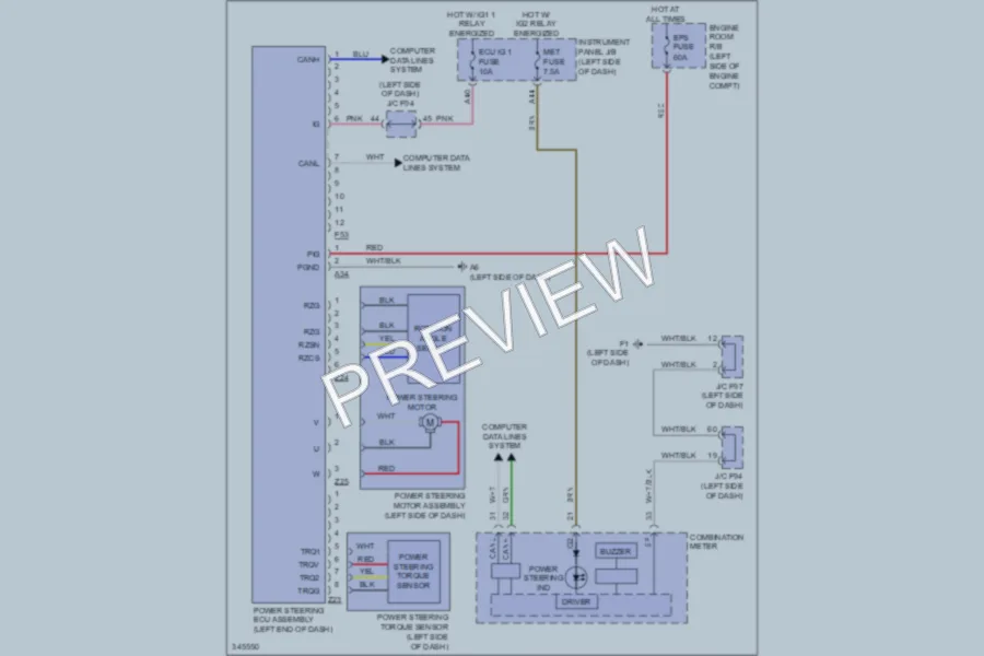 2011 Lexus HS250h Electronic Power Steering wiring diagram preview
