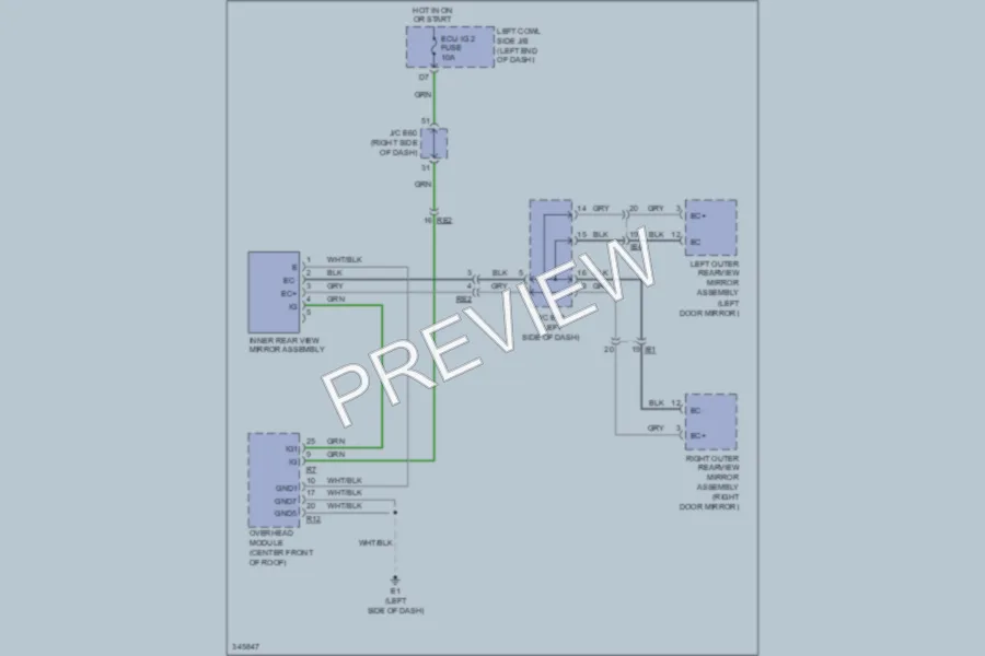 2011 Lexus LX570 Power Mirrors wiring diagram preview