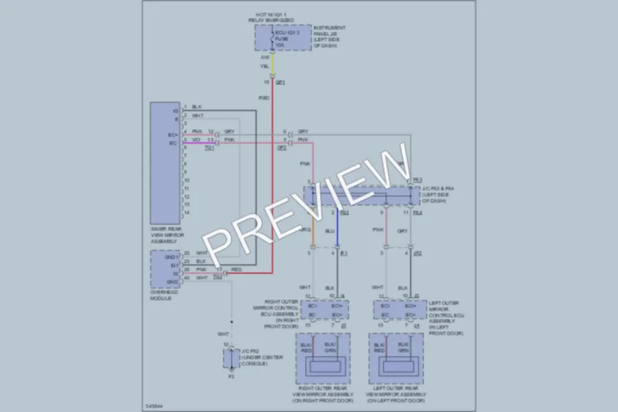 2011 Lexus RX450h Power Mirrors wiring diagram preview