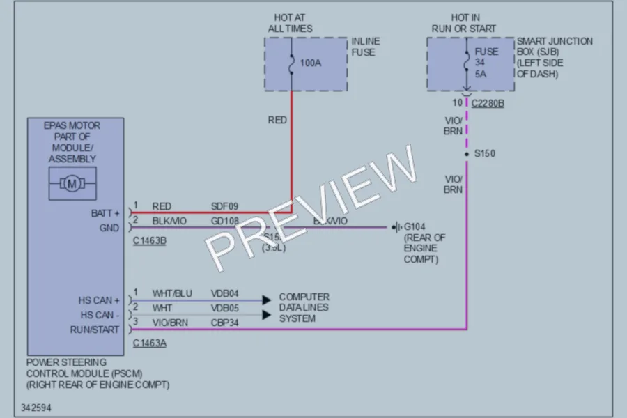 2011 Lincoln MKS Electronic Power Steering wiring diagram preview