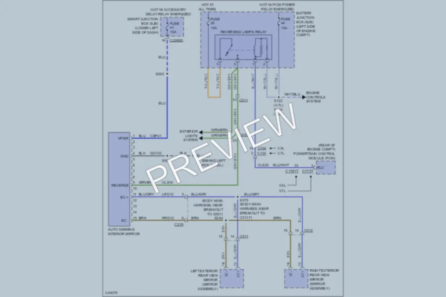 2011 Lincoln MKT Power Mirrors wiring diagram preview