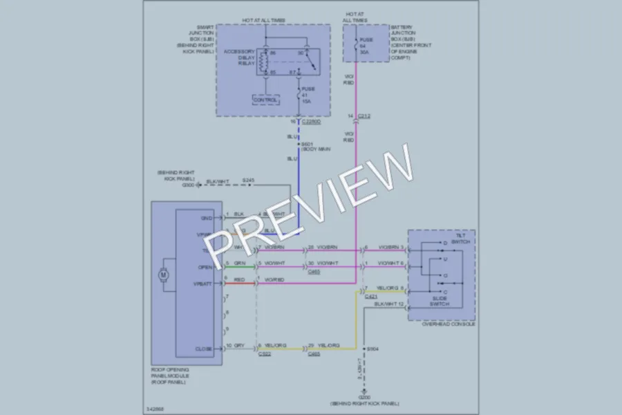2011 Lincoln Navigator Power Top Sunroof wiring diagram preview