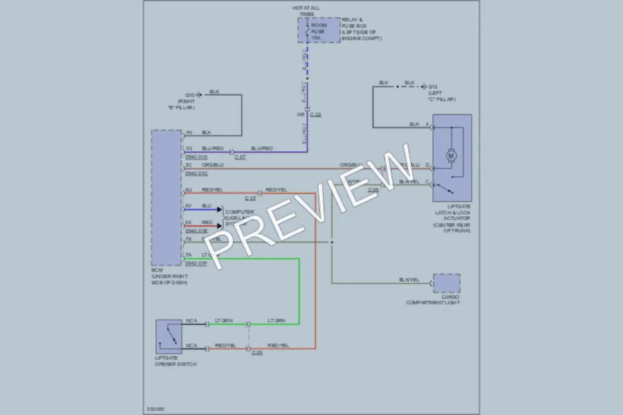 2011 Mazda 2 Trunk Tailgate Fuel Door wiring diagram preview