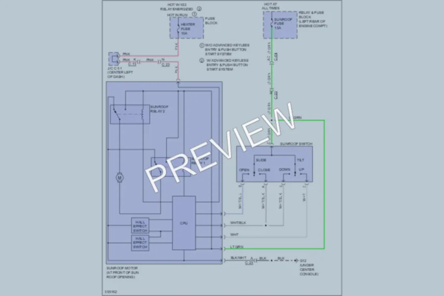 2011 Mazda 3 Power Top Sunroof wiring diagram preview