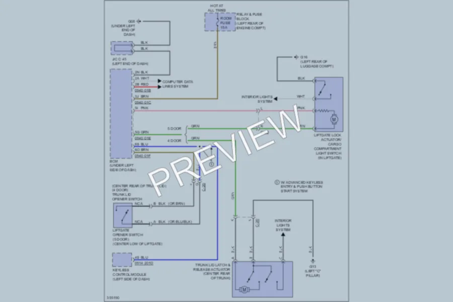 2011 Mazda 3 Trunk Tailgate Fuel Door wiring diagram preview