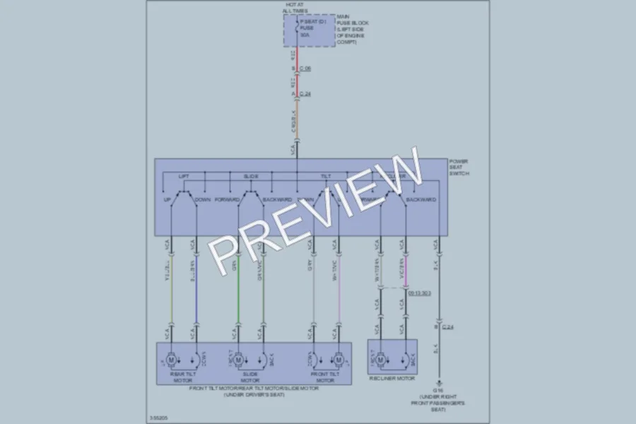 2011 Mazda 6 Power Seats wiring diagram preview