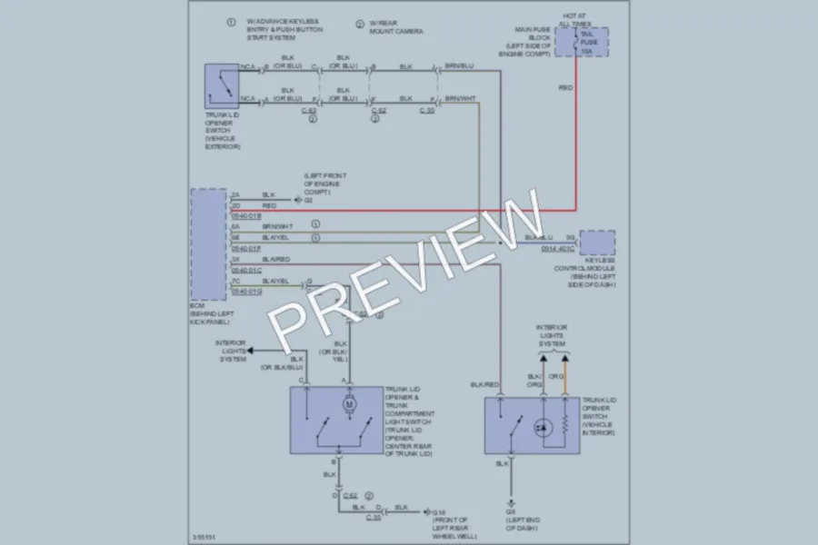 2011 Mazda 6 Trunk Tailgate Fuel Door wiring diagram preview
