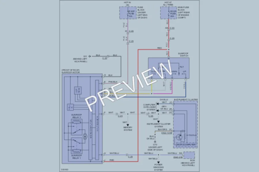 2011 Mazda CX7 Power Top Sunroof wiring diagram preview