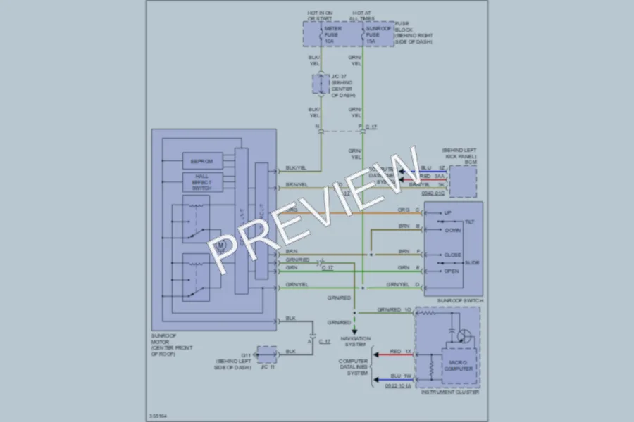 2011 Mazda CX9 Power Top Sunroof wiring diagram preview