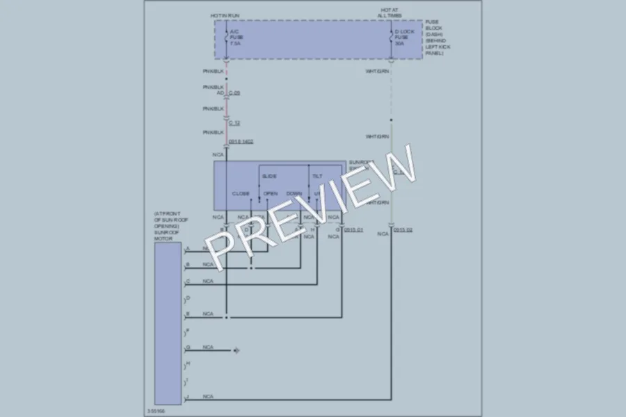2011 Mazda RX8 Power Top Sunroof wiring diagram preview