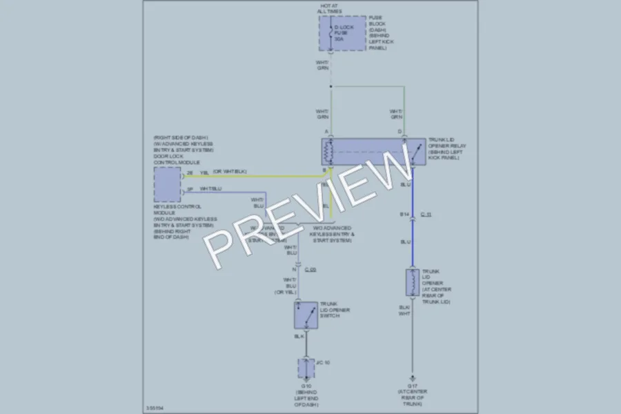 2011 Mazda RX8 Trunk Tailgate Fuel Door wiring diagram preview