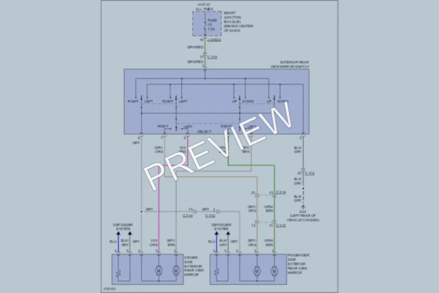 2011 Mazda Tribute Power Mirrors wiring diagram preview
