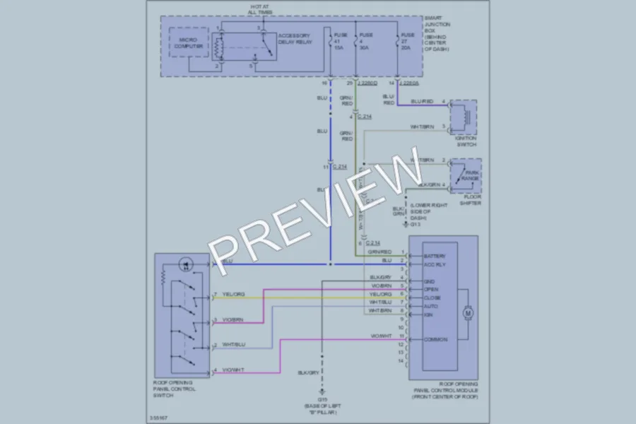 2011 Mazda Tribute Power Top Sunroof wiring diagram preview