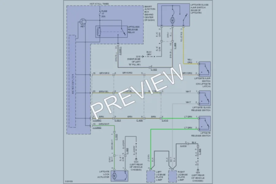 2011 Mazda Tribute Trunk Tailgate Fuel Door wiring diagram preview