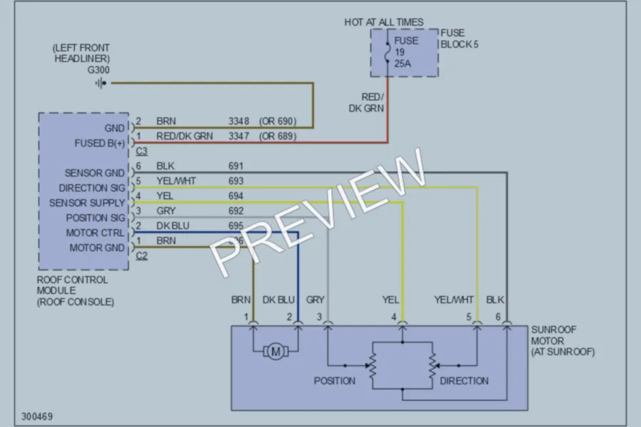 2011 MercedesBenz 2500Sprinter Power Top Sunroof wiring diagram preview