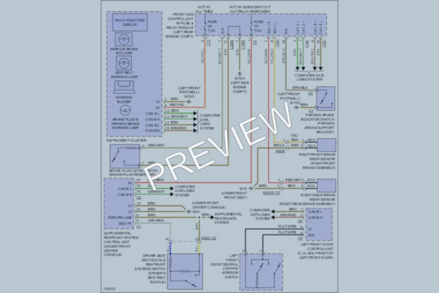 2011 MercedesBenz C350 Warning Systems wiring diagram preview