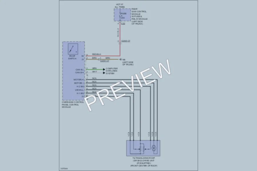 2011 MercedesBenz S550 Power Top Sunroof wiring diagram preview
