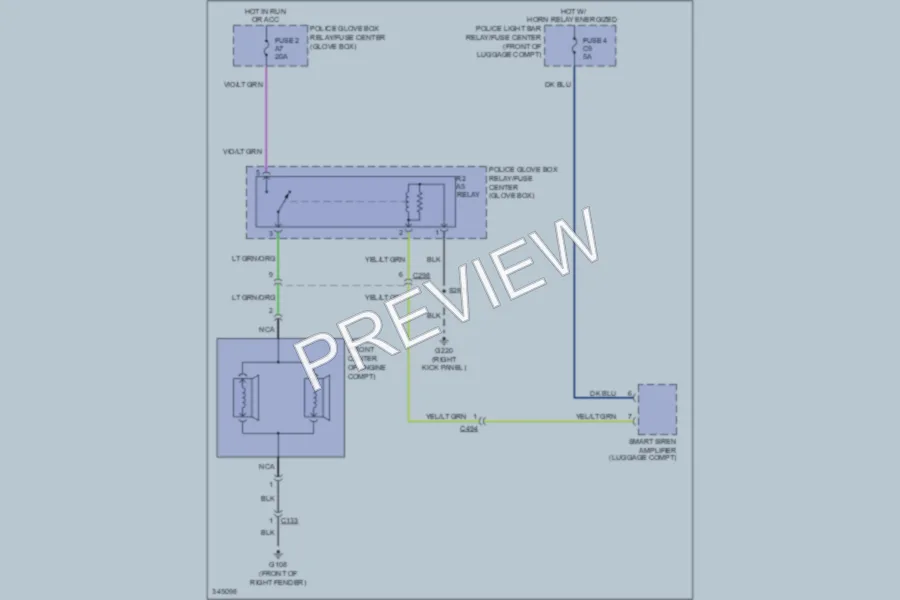 2011 Mercury GrandMarquis Horn wiring diagram preview