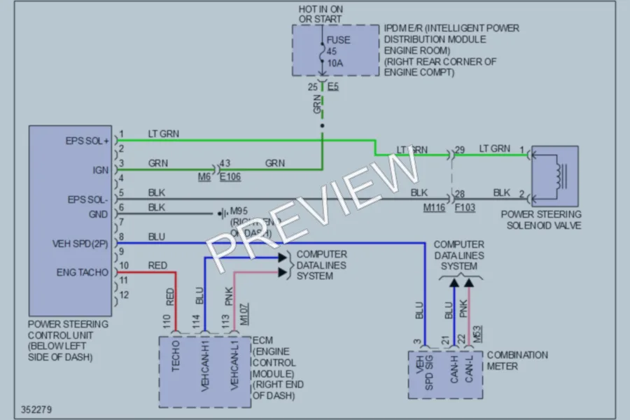 2011 Nissan 370Z Electronic Power Steering wiring diagram preview