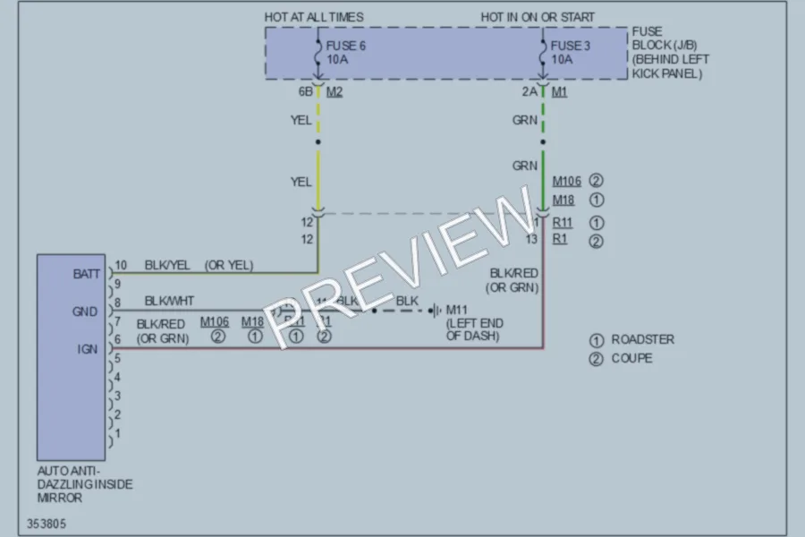 2011 Nissan 370Z Power Mirrors wiring diagram preview