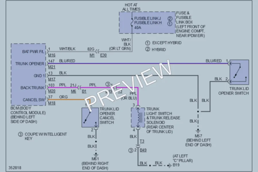 2011 Nissan Altima Trunk Tailgate Fuel Door wiring diagram preview